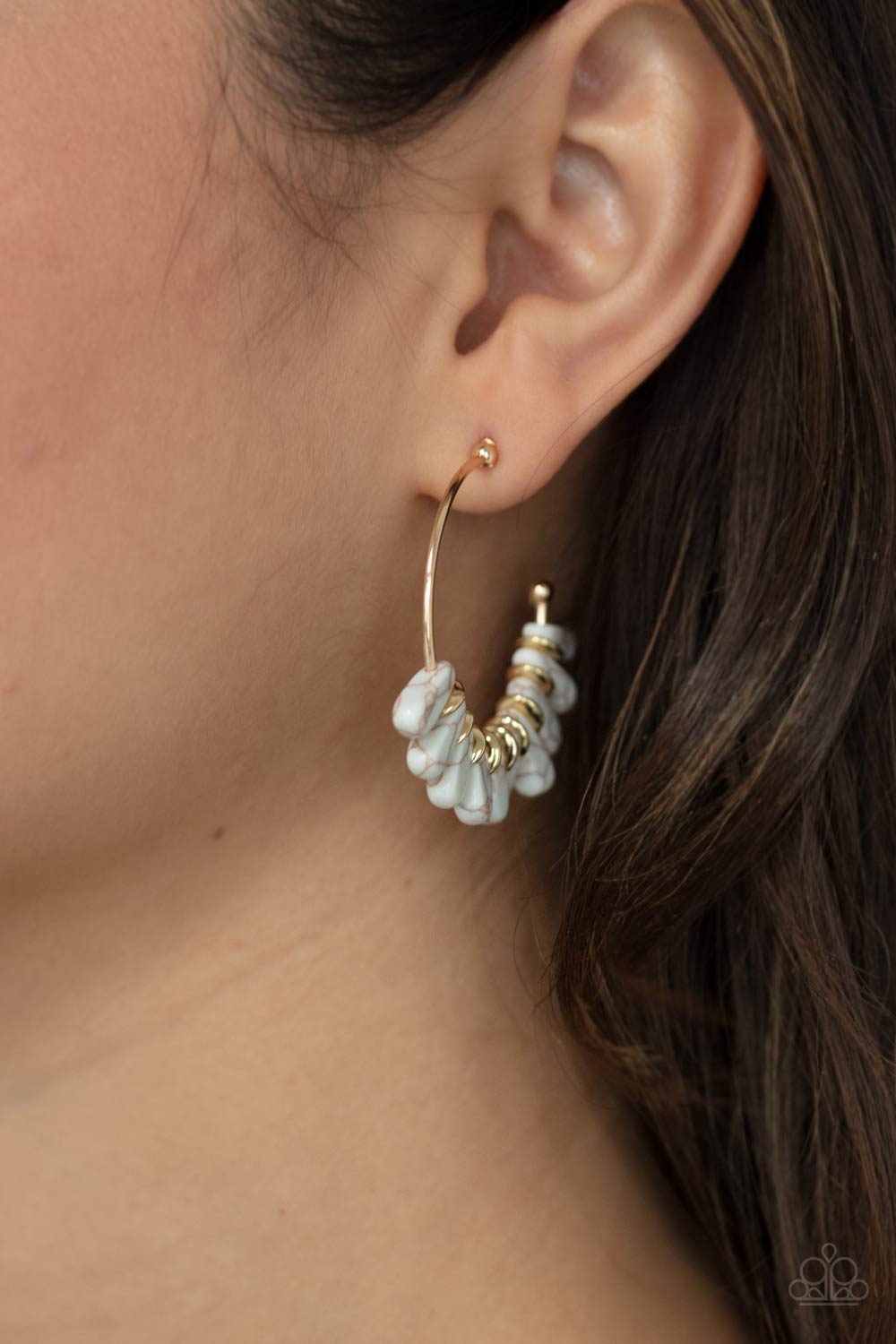 Poshly Primitive - White Hoop Earring