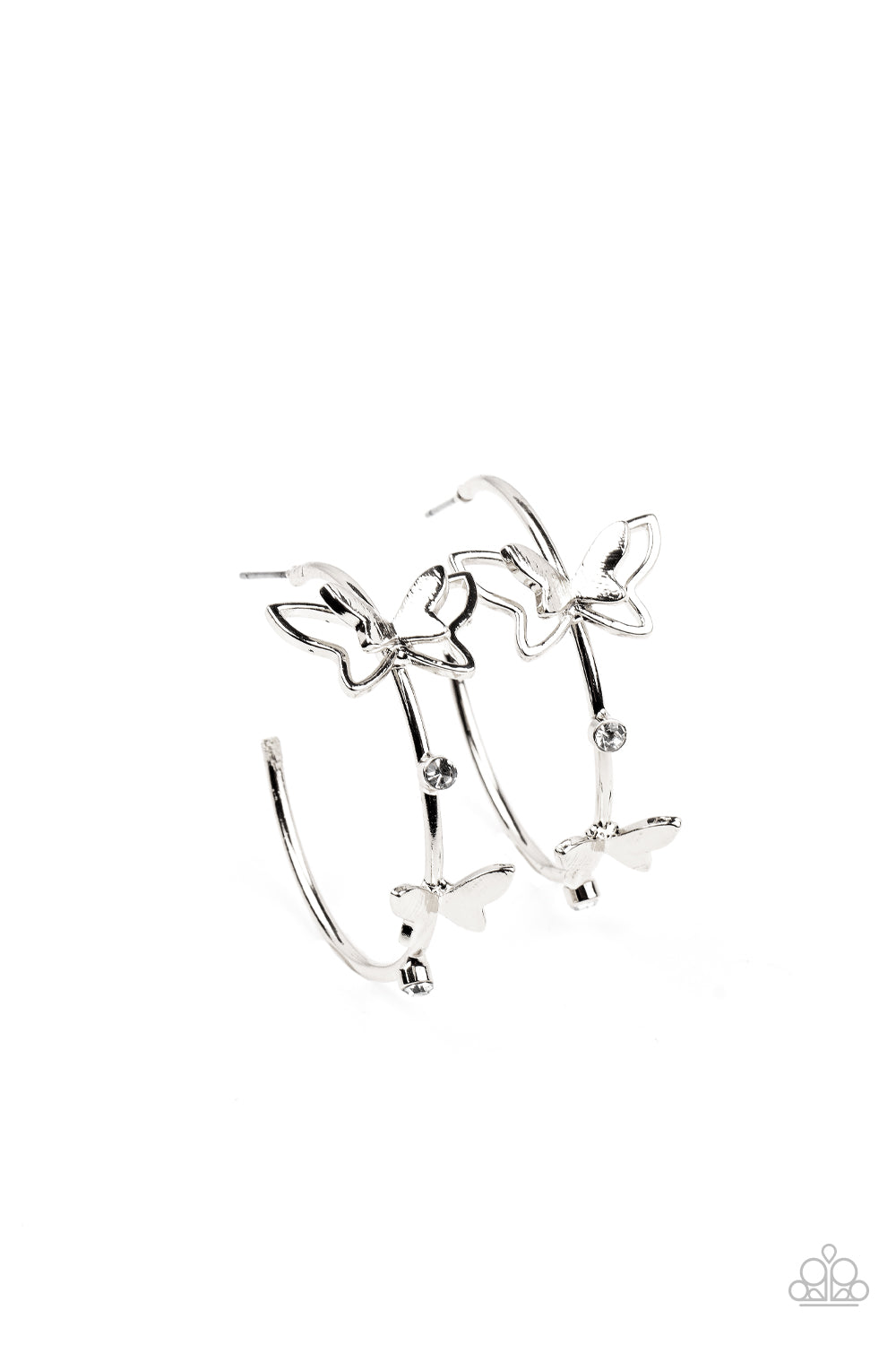 Full Out Flutter - White Hoop Earring