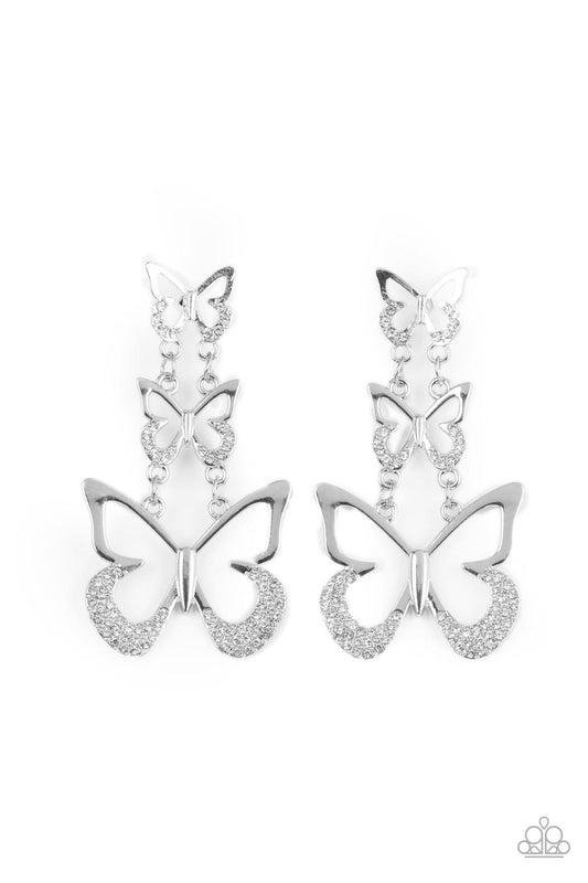 Flamboyant Flutter - White Earring