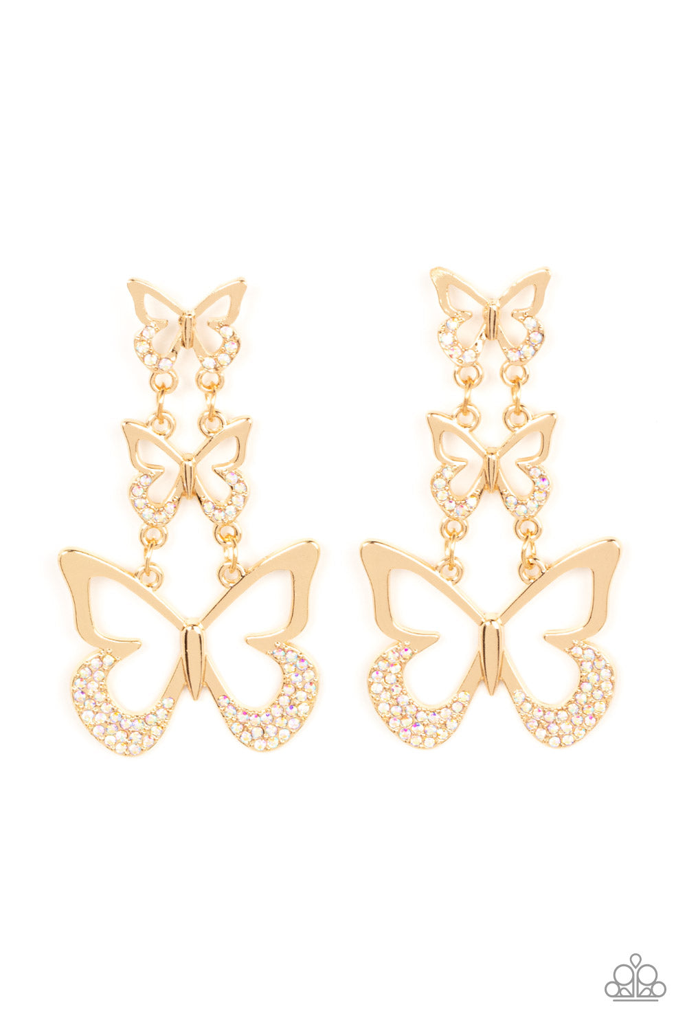 Flamboyant Flutter - Gold Post Earring