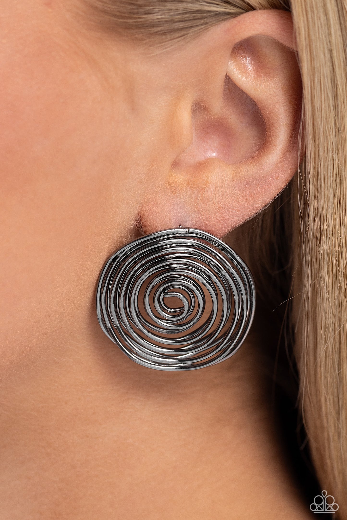 COIL Over - Black Post Earring