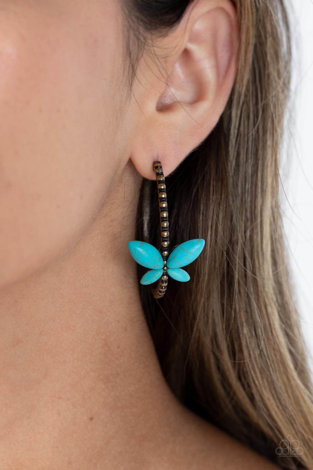 Bohemian Butterfly - Brass Hoop Earring