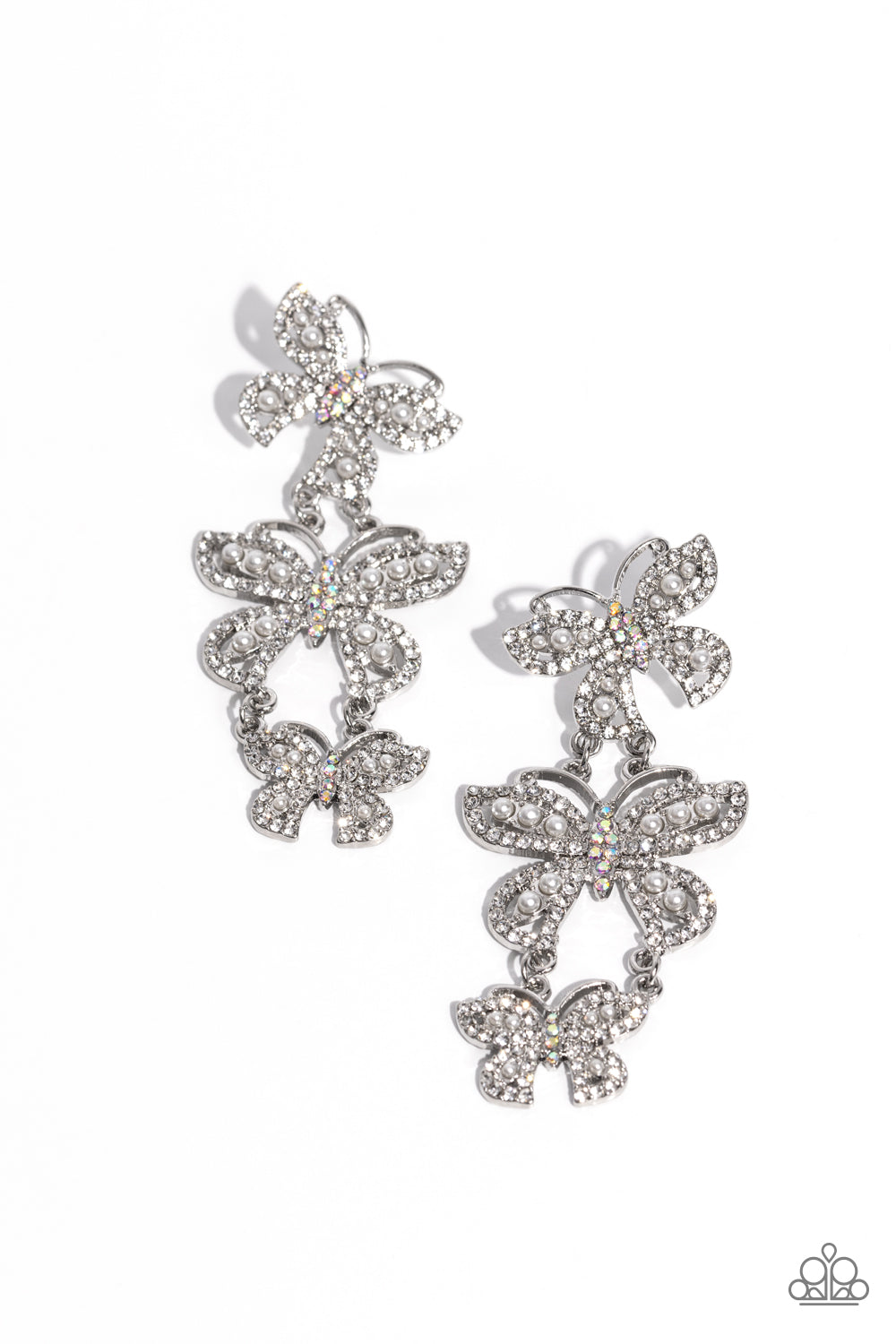 Fluttering Finale - White Post Earring