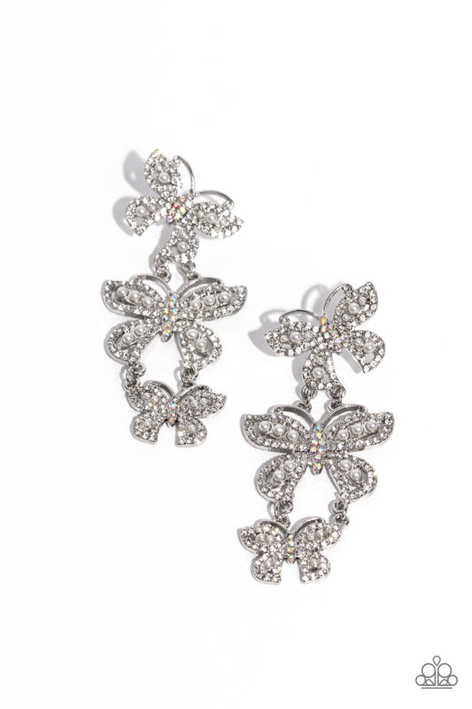 Fluttering Finale - White Post Earring