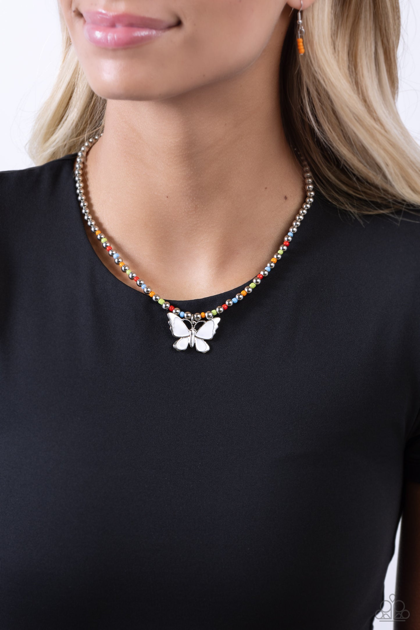 Vibrant Flutter - White Necklace